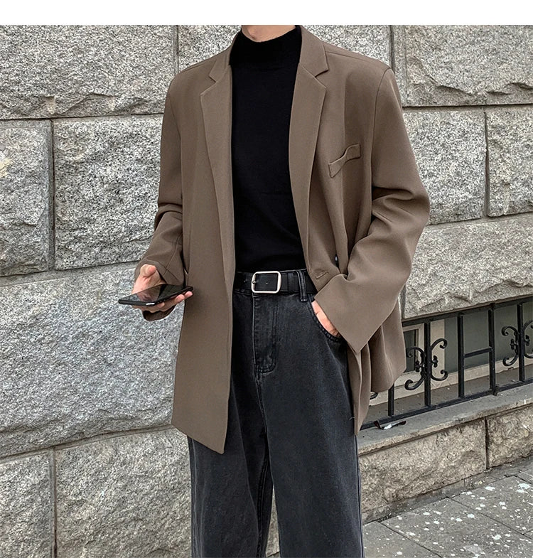 HEARUJOY  -  Spring Summer Men Formal Blazers Men Korean Fashion Loose Casual Dress Jacket Men Harajuku Social Suit Jacket Clothing