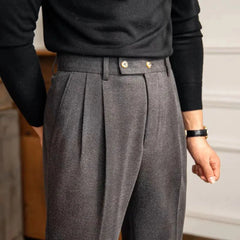 HEARUJOY  -  Mens Suit Pants Office Slacks Business British Trousers Formal Wear High-End Tailored Fit High Waist Straight Suit Pants Autumn
