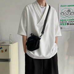 HEARUJOY  -  Summer White Pullover Shirt Men Fashion Oversized Casual Shirt Men Korean Loose Short Sleeve Shirts Mens Black Dress Shirt M-2XL