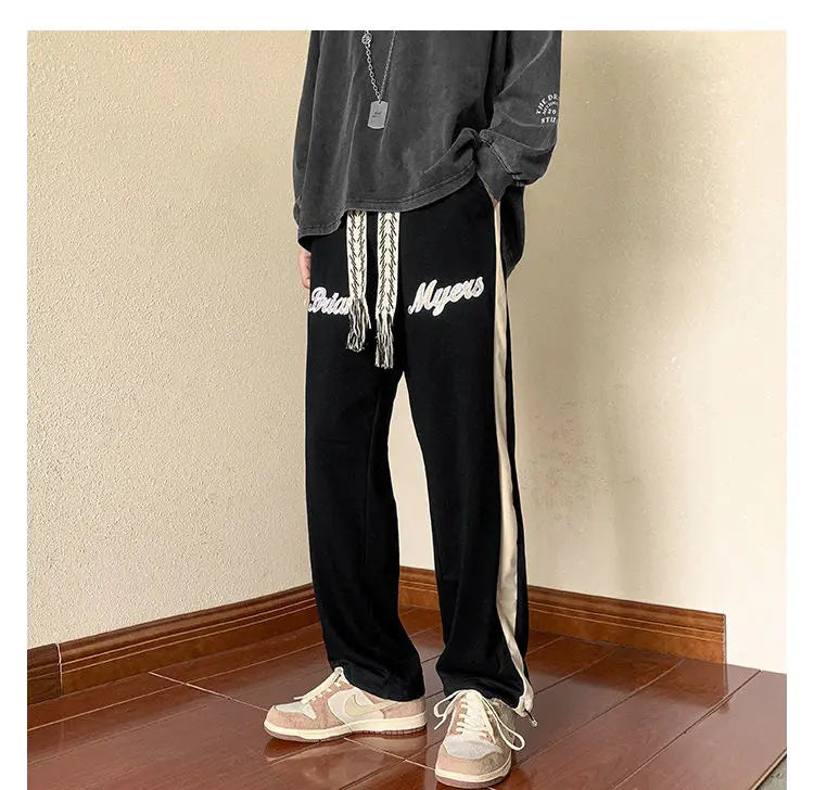 HEARUJOY  -  Wide-leg American Sweatpants Men's Spring Autumn Campus Casual Loose