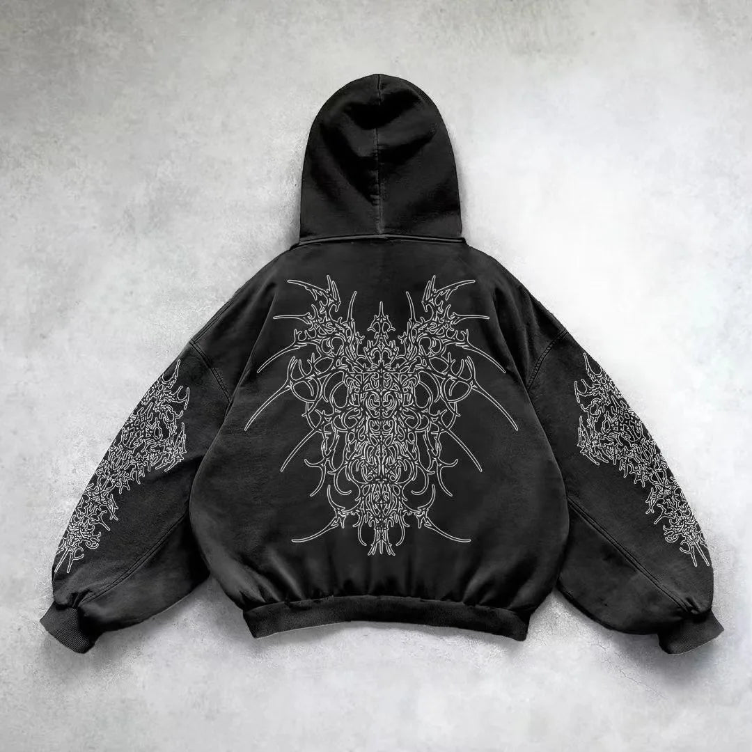 Hearujoy Y2K Retro Punk Hip hop Printed Men Women High Quality Hoodie American Gothic Fashion Couple Casual Hoodie Sweatshirt Streetwear