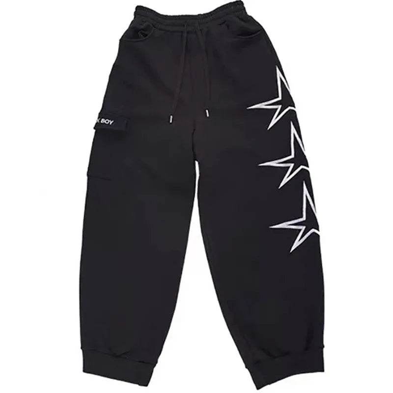 Hearujoy Vintage wide-legged pants five-pointed star American heavyweight sweatpants loose Y2k hip-hop men's casual pants