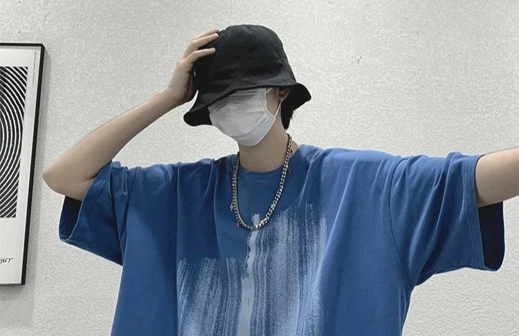 HEARUJOY  -  Man Tee Shirts Print Cotton Oversized White T Shirt for Men Aesthetic Clothing Luxury High Quality Short Quarter Sleeve Y2k Top