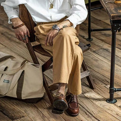 HEARUJOY  -  Spring Autumn Vintage Men's Gurkha Pants British Style Casual Straight Trousers Adjustable Waist Belt Naples Pant For Male