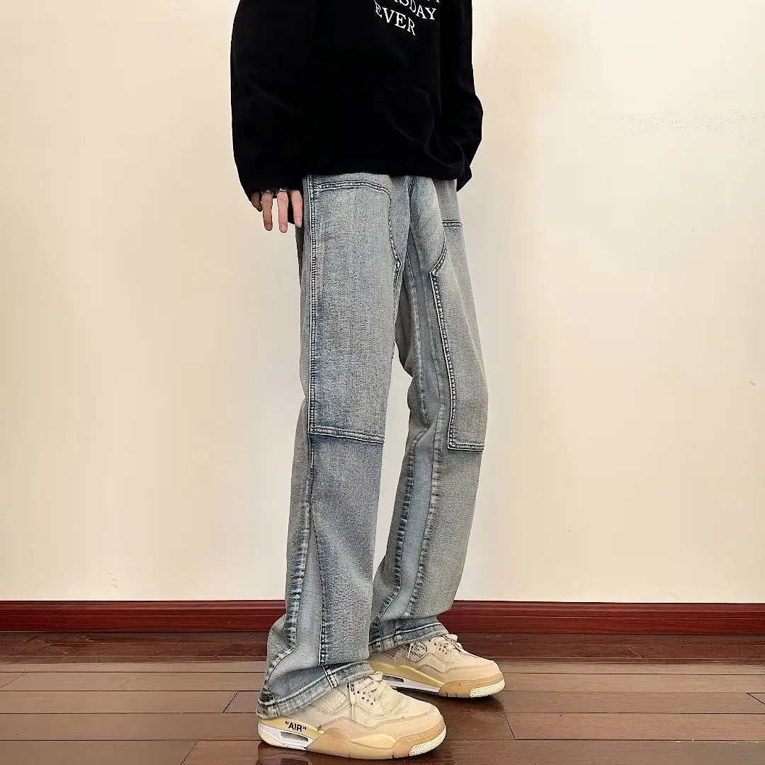 HEARUJOY  -  Y2K Streetwear New Kpop Flare Jeans Cargo Pants Men Clothing Straight Old Vintage Hip Hop Denim Trousers Pantalones Hombre