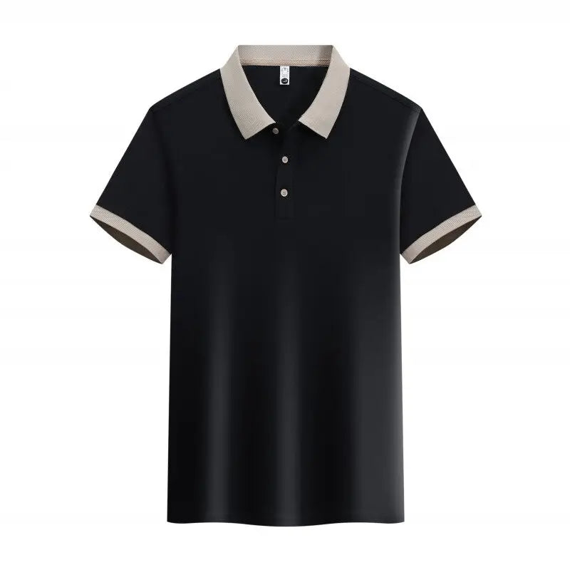 HEARUJOY  -  Summer Men's Clothing Luxury Knit Short Sleeve Polo Shirt Retro Button-down Patchwork Popular Fashion Business Casual T-shirt
