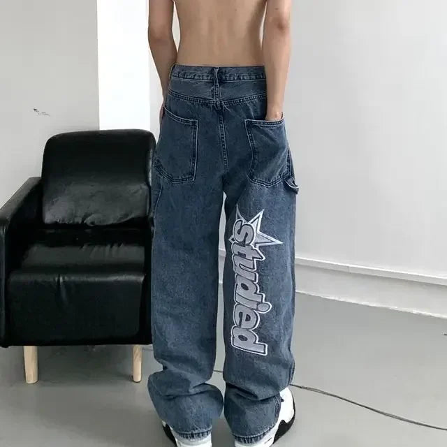 Hearujoy Harajuku Retro Solid Multi Pocket Wide Leg Cargo Pants Functional High Waist Pants Style Hip-Hop Straight Trousers Women Jeans