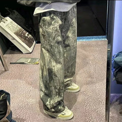 Hearujoy Camouflage Speckled Digital Printed Jeans for Men and Women Straight Casual Baggy Denim Trousers Ropa Hombre Loose Cargo Pants