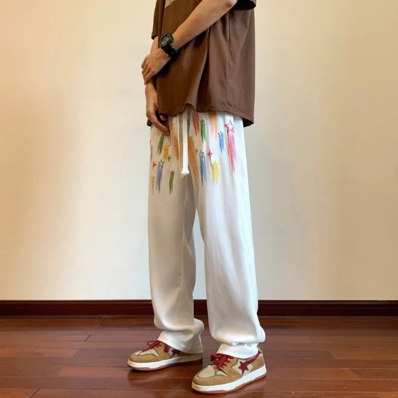 HEARUJOY  -  Men's Sweatpants Trousers Draped Clearance Sale Autumn Winter Elegant Retro Korean Y2k Cool Graphic Male Sports Pants Printing