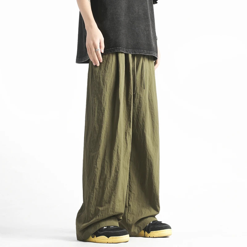 HEARUJOY  -  Y2K Men Streetwear Cargo Pants Korean Cotton Line Trousers Men Wide Leg Pants Solid Color Loose Joggers Baggy Harem Pants