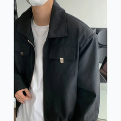 Hearujoy Korean Fashion High-end Jackets for Men American Niche Short Baseball Jacket Shoulder Pads Oversized Workwear Bomber Jacket Men