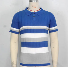 HEARUJOY  -  Summer Men's Knitted Polo Shirt Ice Refreshing Silk Fabric Short Sleeve Lapel Top Fashion Luxury Business Casual Knit Tshirts