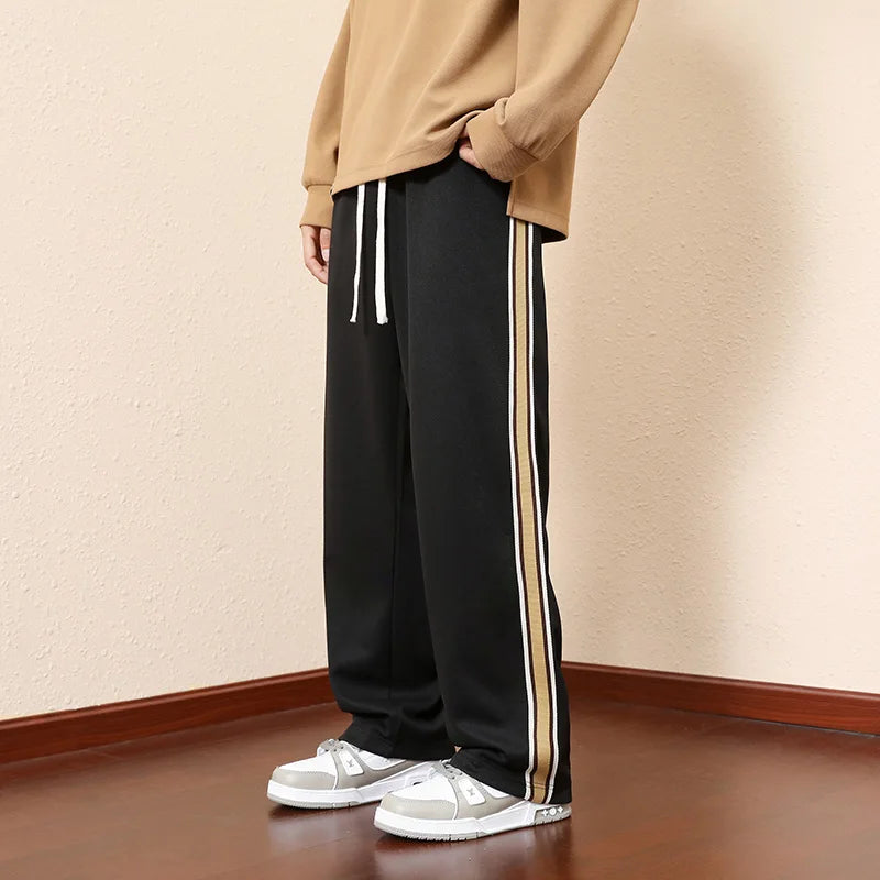 HEARUJOY  -  New American Streetwear Pants Men Autumn Fall Casual Sports Pants Fashion Classic Side Stripes Matching Color Pants