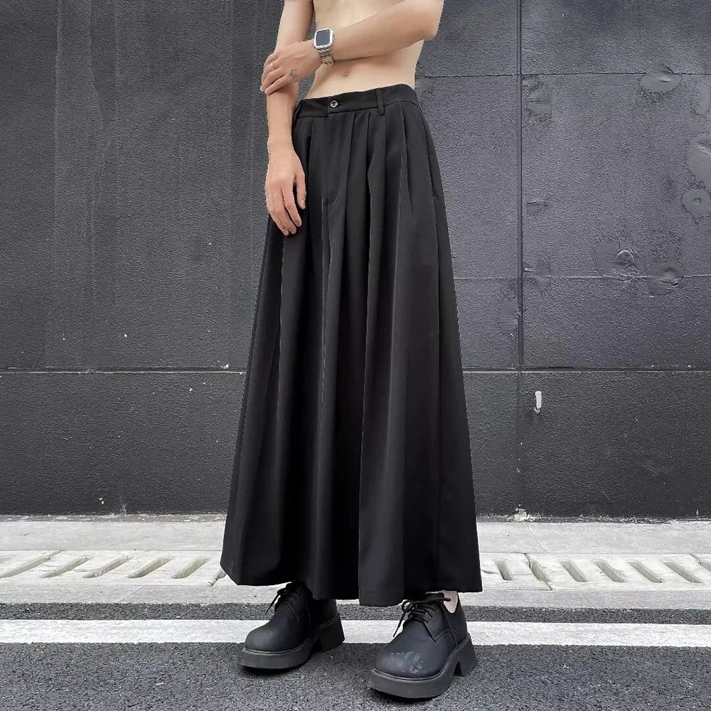 HEARUJOY  -  Dark Gothic Plain Skirt Pants Genderless Spring Y2k Japanese Streetwear Daily Comfortable Samurai Pants Hakama Unisex