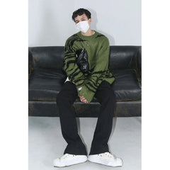 HEARUJOY  -  Autumn Winter New Fashion Round Neck Long Sleeve Color Blocking Pullovers Men's Clothing Korean Loose All-match Knitting Tops