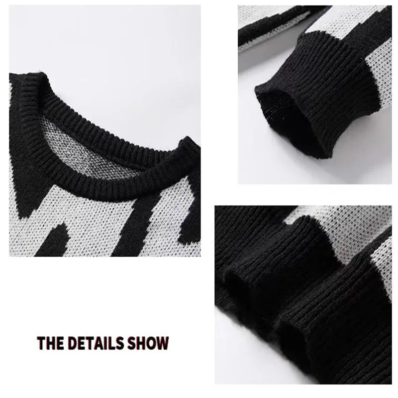 HEARUJOY  -  Autumn Winter Men Knitted Sweaters Irregular Jacquard Pattern Pullovers Thicken Warm Tops Male Casual Round Neck Knitwear
