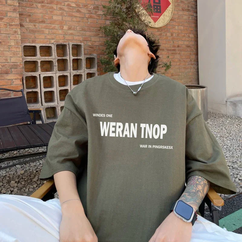 HEARUJOY  -  T Shirt Oversized Cotton For Men White Men's Letter Print T-shirts Men Casual Wear Summer Tee Shirts 5XL Big Size Clothing