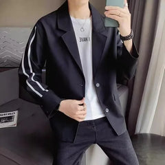 Hearujoy Cropped Coats Black Jacket for Men Short Chinese Man Suits and Blazers High Quality Summer Elegant Simple Breasted Fashion 2024