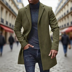 HEARUJOY  -  Daily Casual Long Sleeve Woolen Jackets Mens Autumn Winter Vintage Button-up Turn-down Collar Long Cardigans For Men Outerwear