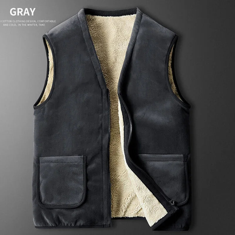 HEARUJOY  -  Men Winter 6XL Vest Autumn Outdoor Windproof Thicken Vest Jacket Male Fleece Warm Sleeveless Coats Men Slim Fit Waistcoat