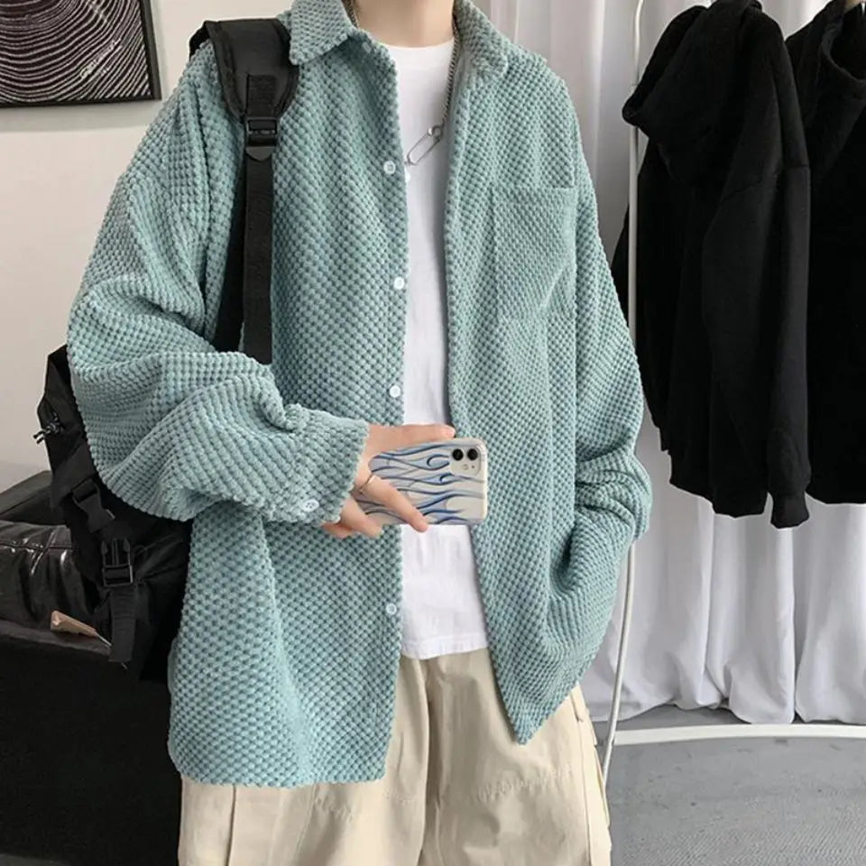 HEARUJOY  -  New Men's Corduroy Shirt Jacket Handsome Long-sleeved Top