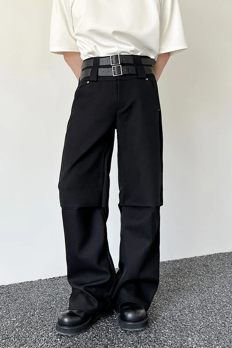 Hearujoy Fashion Korean Summer New Casual Solid Color Slim Double Waist Suit Pants For Male All-match Simple Straight Trousers