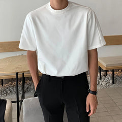 HEARUJOY  -  Summer Cotton Short Sleeved T-shirt Men Fashion Casual T Shirt Men Streetwear Korean Loose Black White T Shirt Mens Top M-2XL