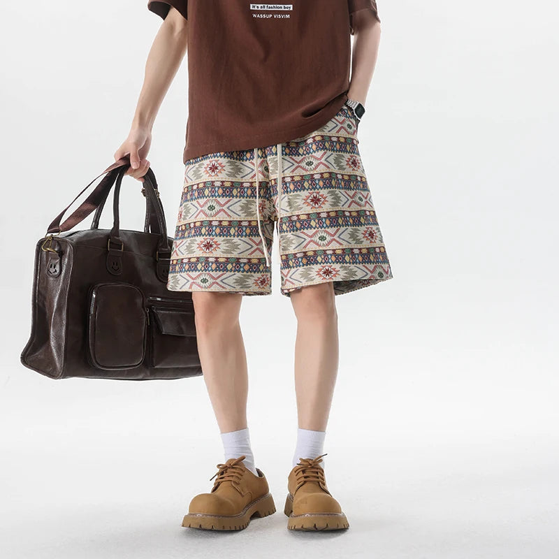 HEARUJOY  -  Summer Men Shorts Harajuku Casual Print Short Pants Beach Shorts patchwork Print Sports shorts Five Points Shorts