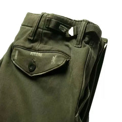 HEARUJOY  -  American Vintage Men Cargo Pants Distress Scratch Washed Cotton Straight Pants Trousers Spring Autumn Heavy Weight Casual Pant