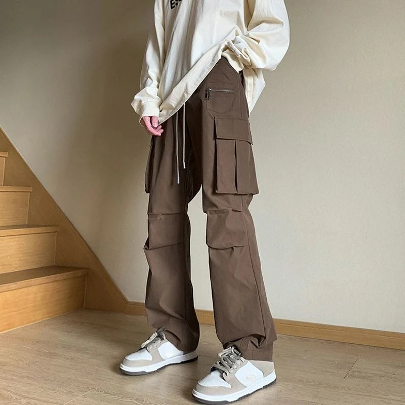 HEARUJOY  -  Spring Summer Multi Pocket Straight Cargo Pants for Men Designer Techwear Korean Style Luxury New in Casual Baggy Trousers Man