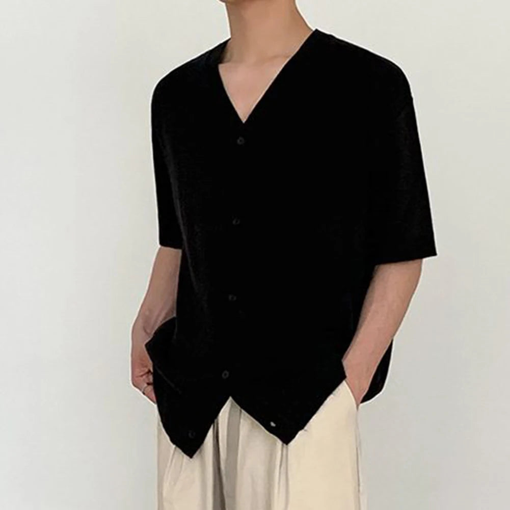 HEARUJOY  -  Polyester Shirt Loose Casual Cardigan Holiday Style Regular Length Solid Pattern Summer Wear Casual Style For Daily Wear
