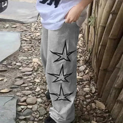 Hearujoy Vintage wide-legged pants five-pointed star American heavyweight sweatpants loose Y2k hip-hop men's casual pants