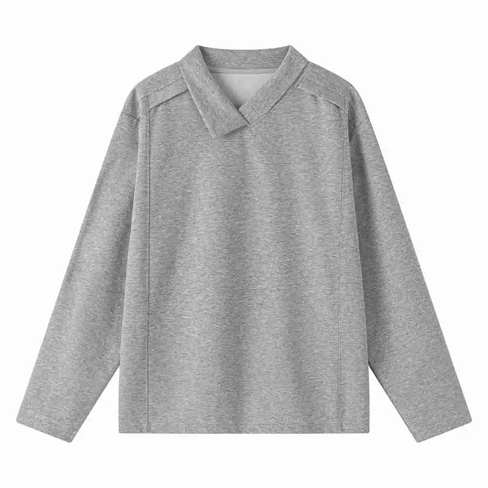HEARUJOY  -  Autumn New Male Solid Color Irregular Long-Sleeved T-Shirt American Retro Fashion Trend Street Loose Casual Niche Men's Top
