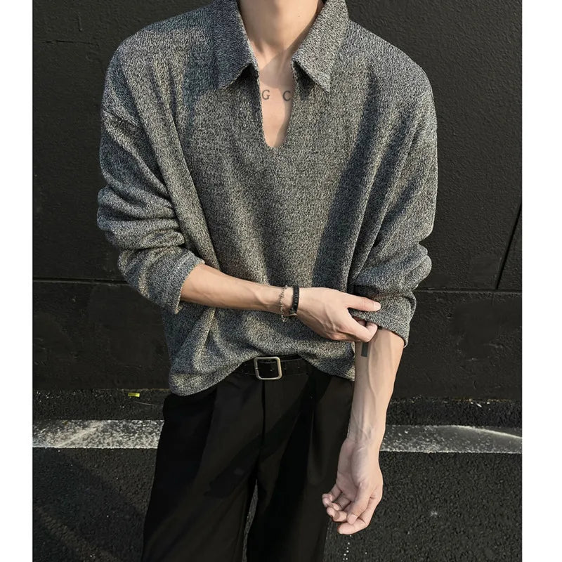 HEARUJOY  -  Spring Lapel Hoodie Men Oversized Casual Sweatshirt Men Korean Loose Pullover Hoodie Mens Hoody Men Long Sleeved T-shirt M-3XL
