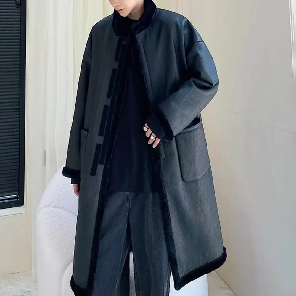 HEARUJOY  -  Winter New Men's Mid-Length Fur Coat American Retro Fashion Trend Casual Loose High Street Windproof Niche Men's Tops