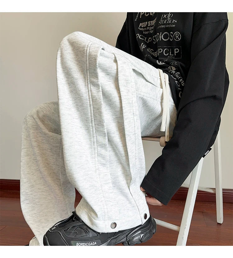 HEARUJOY  -  Black Casual Pants Men Fashion Oversized Wide Leg Pants Men Sweatpants Streetwear Loose Sports Pants Mens Joggers Trousers