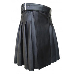 Hearujoy Men Scottish Traditional Festival Short Pleated Skirt New Men's Fashion Solid Kilt Party Punk Rock Pu Leather Skirts Streetwear