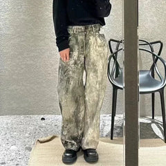Hearujoy Camouflage Speckled Digital Printed Jeans for Men and Women Straight Casual Baggy Denim Trousers Ropa Hombre Loose Cargo Pants