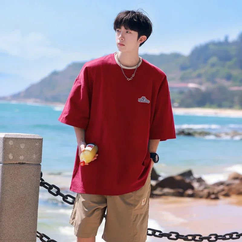 HEARUJOY  -  T Shirt Oversized Cotton For Men 5XL White Men's Letter Print T-shirts Men Casual Wear Summer Tee Shirts Big Size Clothing