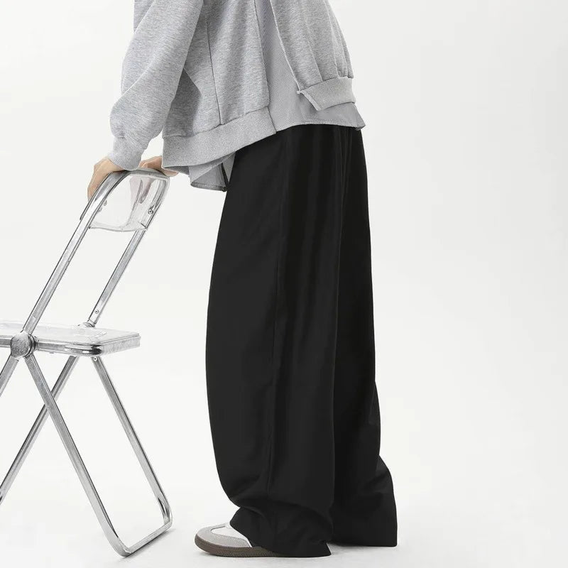 HEARUJOY  -  Black Suit Pants Men Oversized Fashion Society Mens Dress Pants Korean Loose Casual Wide Leg Pants Mens Office Formal Trousers