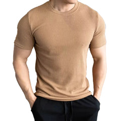 HEARUJOY  -  Casual Daily Wear Outdoor Activities Slim Casual Tops Short Sleeve Tee Men Casual T-shirt New Condition Solid Pattern