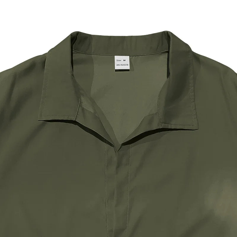 HEARUJOY  -  Men's Spring and Autumn Long Sleeve T-shirt Casual Loose Cardigan Lapel Button Down Shirt