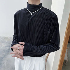HEARUJOY  -  Half High Collar Male Pullover Tops Streetwear Tee Designer Quality Xl Sweatshirt Aesthetic Emo Normal Xxl Men's T-shirts White