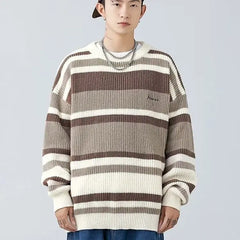HEARUJOY  -  Fashion Sweater Men's Striped Contrasting Color Base Shirt Thread Knitted Jacket