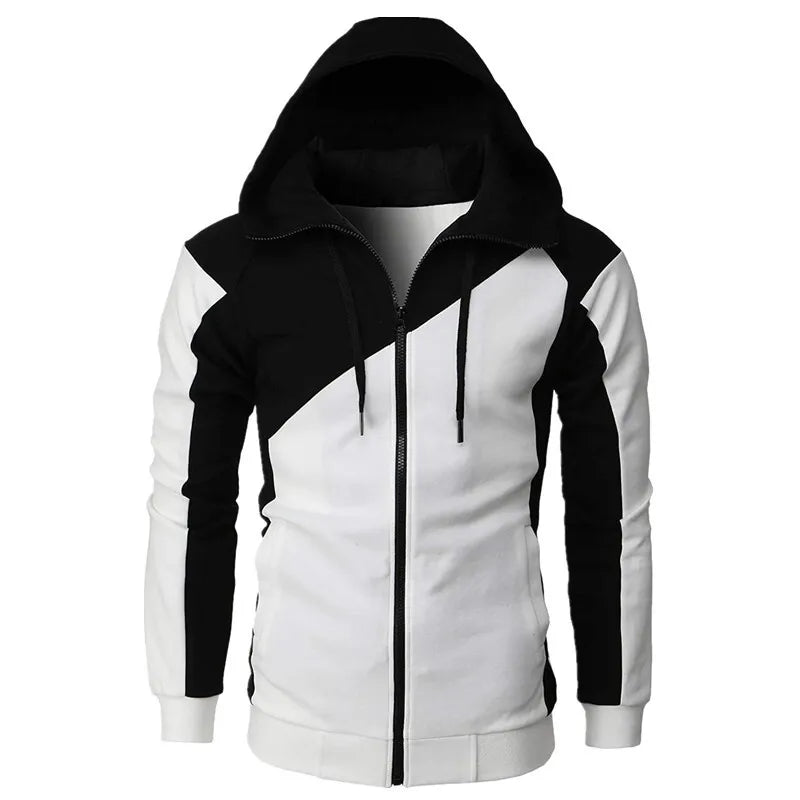 HEARUJOY  -  Color Block Hooded Men Slim Fit Sweatshirt Casual Fashion Long Sleeve Sporty Jacket Stylish Outerwear For Men Trendy Streetwear