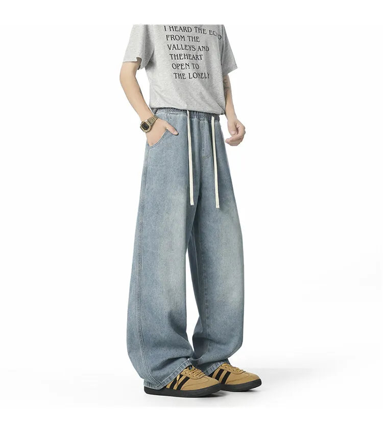HEARUJOY  -  Jeans For Men New Y2K Vintage Denim Pants Hip Hop Fashion Wide-leg Baggy Jean Streetwear Trousers Straight Pantalones