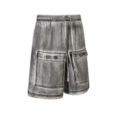 Hearujoy High Street Front Pockets Graffiti Painted Drawstring Cargo Shorts for Men and Women Straight Baggy Casual Five Point Pants