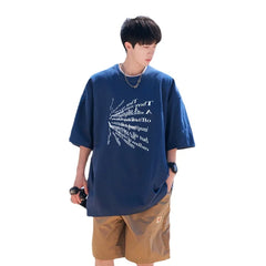 HEARUJOY  -  T Shirt Oversized Cotton For Men White 5XL Men's Letter Print T-shirts Men Casual Wear Summer Tee Shirts Big Size Clothing