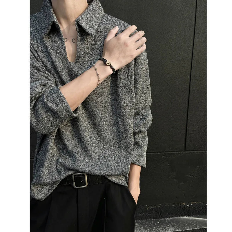 HEARUJOY  -  Spring Lapel Hoodie Men Oversized Casual Sweatshirt Men Korean Loose Pullover Hoodie Mens Hoody Men Long Sleeved T-shirt M-3XL