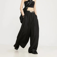 HEARUJOY  -  Y2k Dark Style Thick Fabric Skirt Pants Samurai Pants Hakama Genderless Streetwear Fashion Casual Wide Leg Pants Unisex